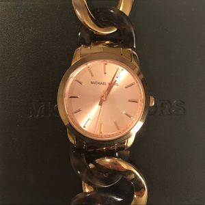 Micheal Kors Tortoise and Rose Gold Link Watch